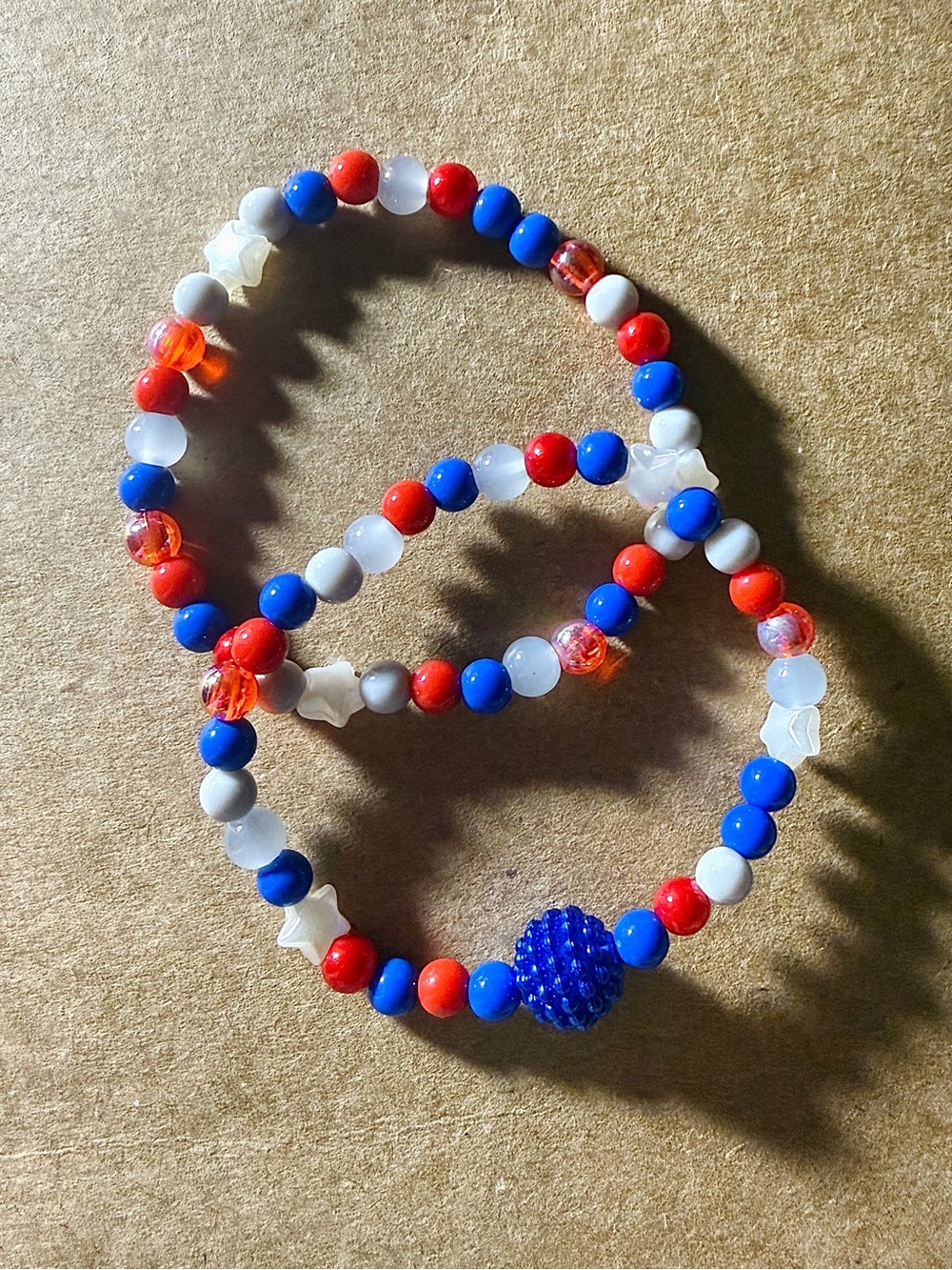 New England Patriots 4th of July Inspired Stretch Beaded Bracelets (6pc)